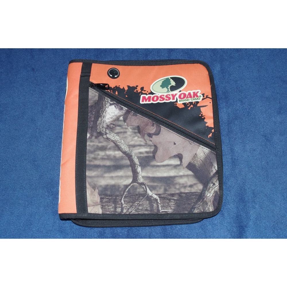 Mossy Oak Orange Camo Zipper Binder 3 Ring 1.5 Inch Trapper Keeper Headphone EUC